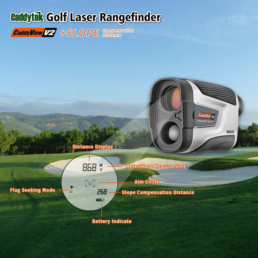 Caddytek Golf Laser Range Finders CaddyView V2 +Slope & FlagSeeking