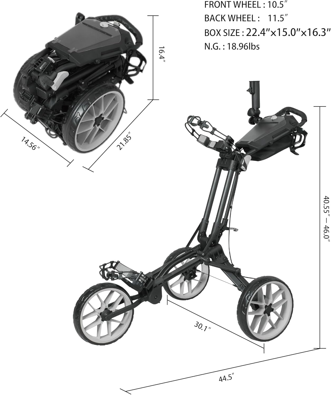 Newfly ONE Golf Trolley 3 Wheel Push Carts(LIKE NEW)