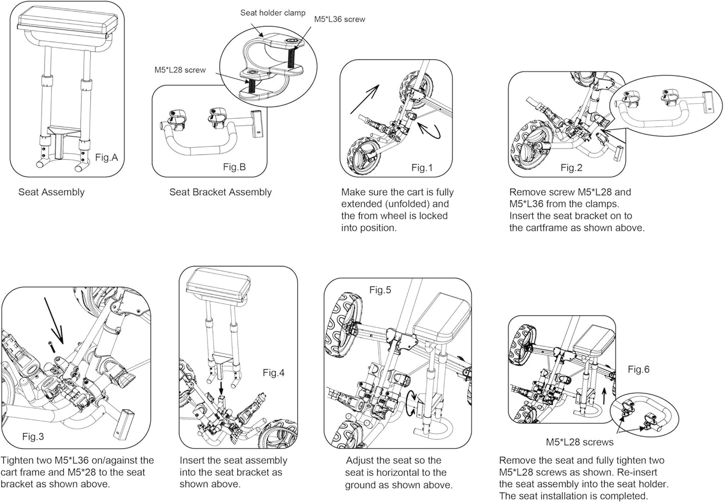 CaddyTek Removable Seat for Explorer and CaddyLite 15.3 Series of Golf carts - Seat Only