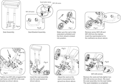 CaddyTek Removable Seat for Explorer and CaddyLite 15.3 Series of Golf carts - Seat Only