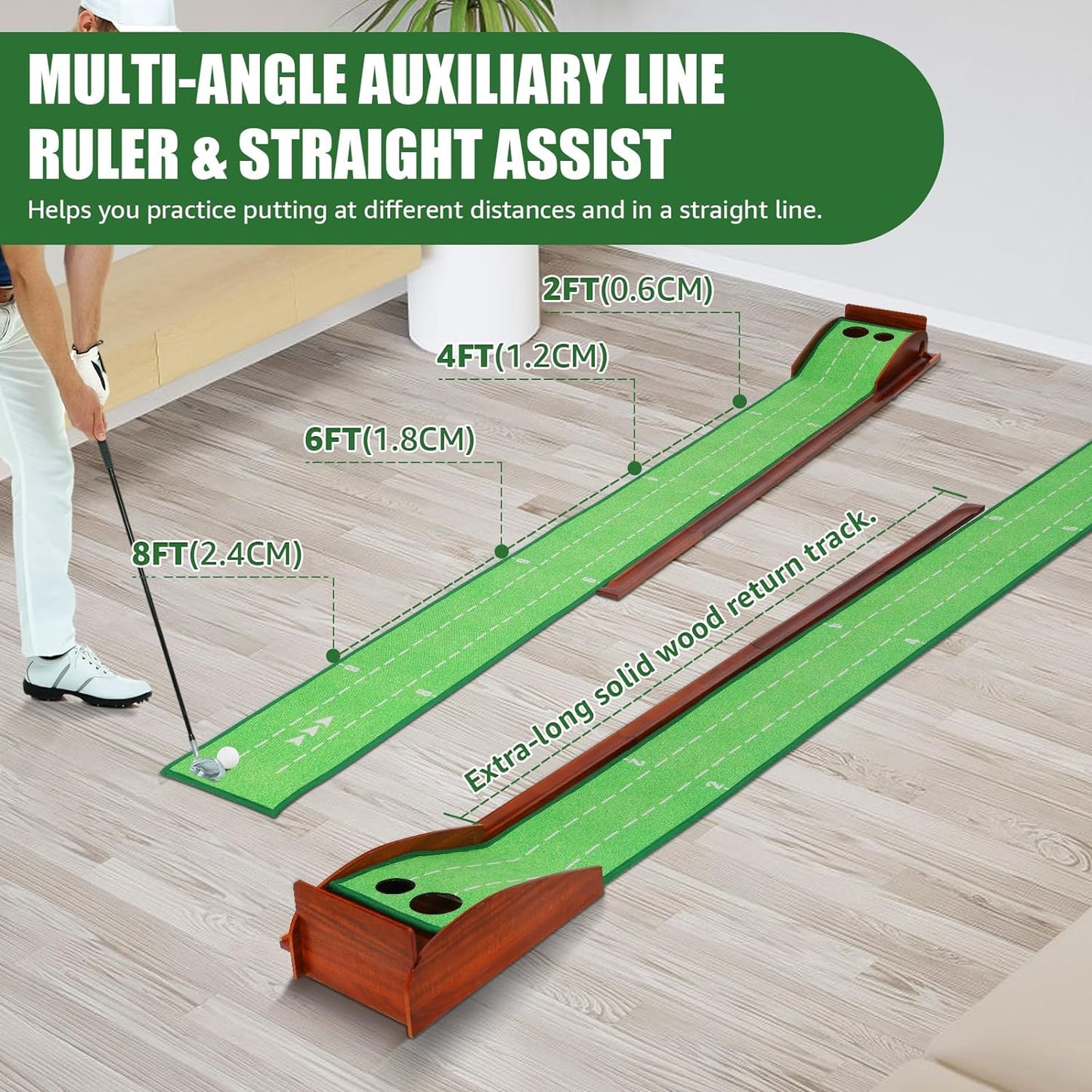 Golf Putting Mat Practice with No-Jamming Ball Return for Golf Practice Home Office, Great Gift