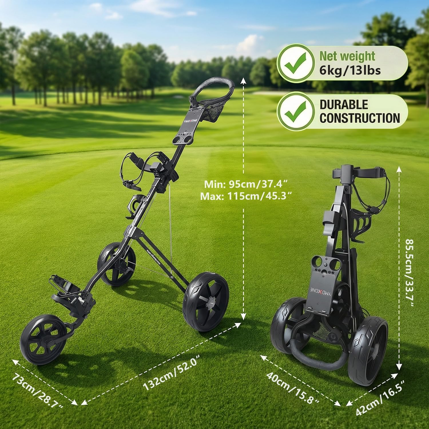 YMDXONE Y-S Golf Push Trolley 3 Wheel